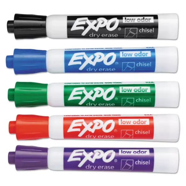 EXPO Low Odor Dry Erase Marker Chisel Tip Assorted 36/Box