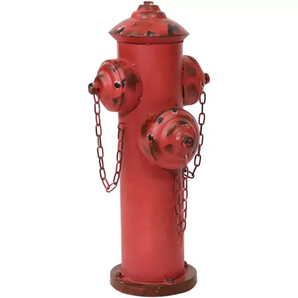 Sunnydaze Metal Fire Hydrant Outdoor Garden Statue Decor with Red Finish - 21"