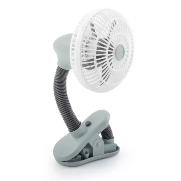 O2COOL 4" Battery Powered Portable Clip Fan Gray