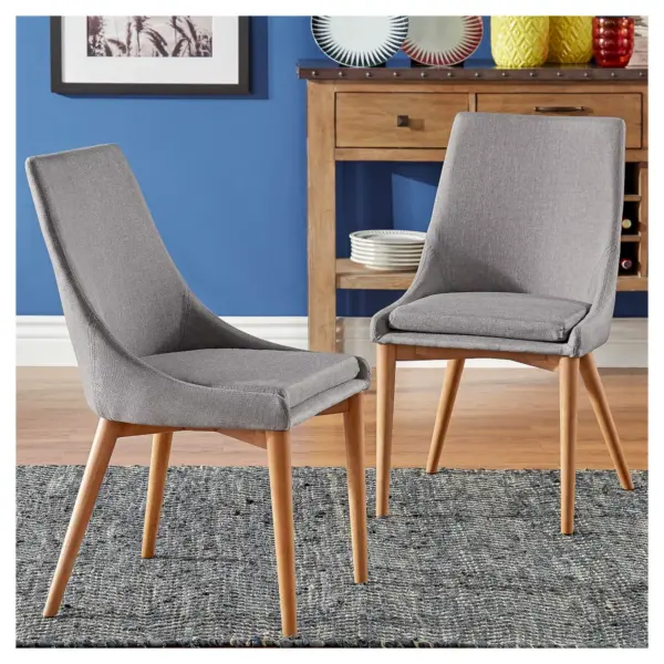 Set of 2 Sullivan Oak Mid Century Barrel Back Dining Chair Smoke - Inspire Q