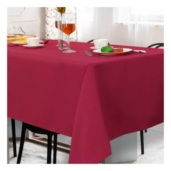 55"x80" Rectangle Polyester Stain Resistant Solid Tablecloths Red - PiccoCasa