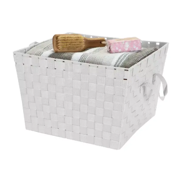 Simplify Large 15" Woven Strap Storage Bin Heather Gray