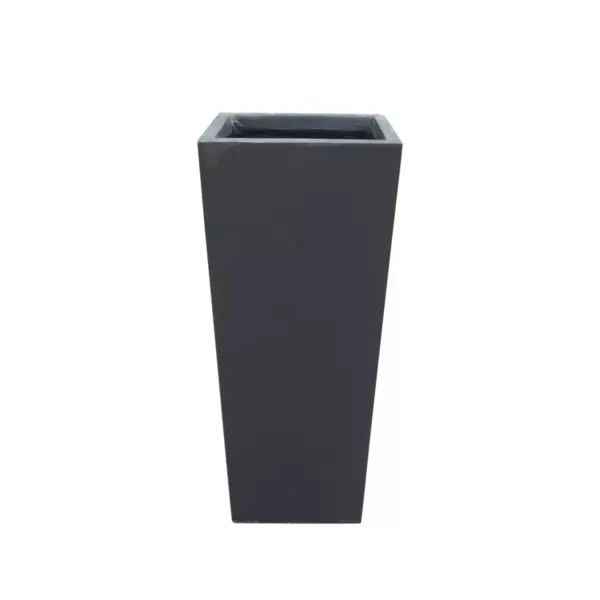 24.4" Kante Lightweight Modern Tapered Concrete Rectangular Planter Charcoal Black - Rosemead Home & Garden, Inc.