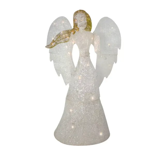 Northlight 48" LED Lighted White and Gold Glittered Angel Christmas Outdoor Decoration - Warm White Lights