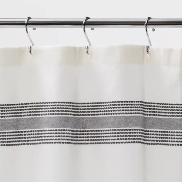 Striped Fringe Shower Curtain Off-White - Threshold™