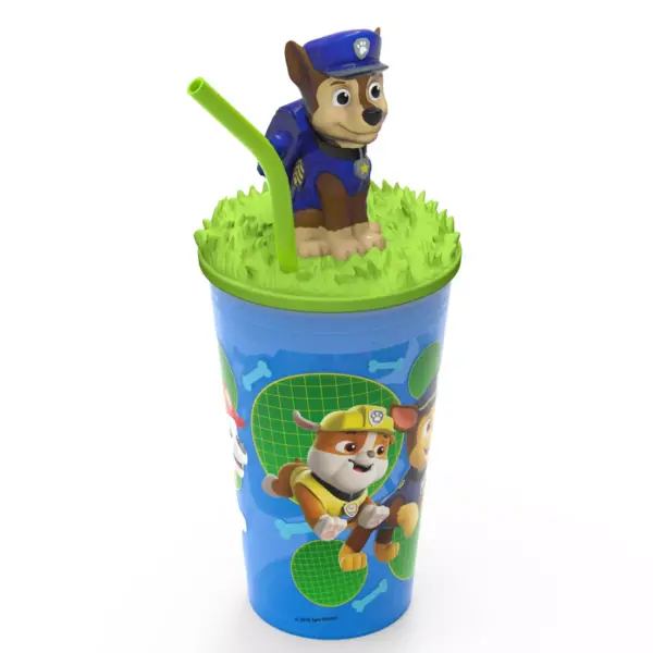 PAW Patrol Marshall 15oz Plastic Cup with Lid and Straw Blue/Green - Zak Designs