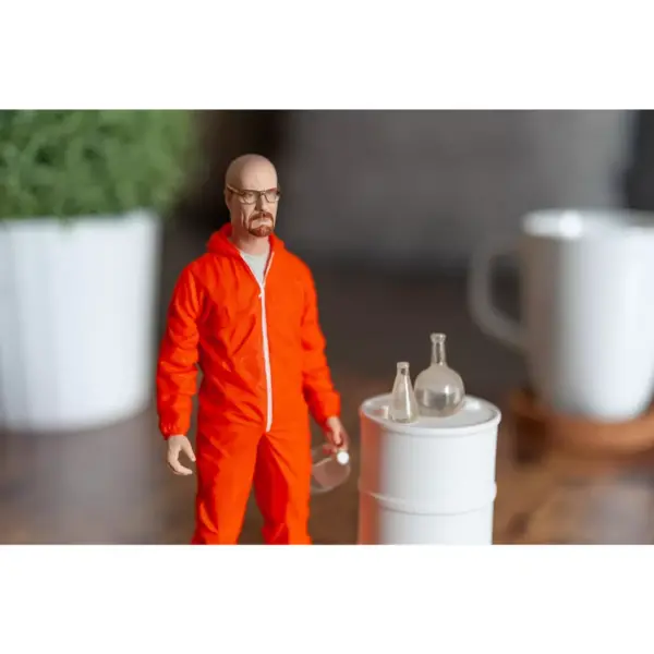 Mezco Toyz Breaking Bad Walter White In Orange Hazmat Suit Figure | Measures 6 Inches Tall