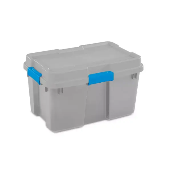 Sterilite 30gal Gasket Tote Gray with Blue Latches