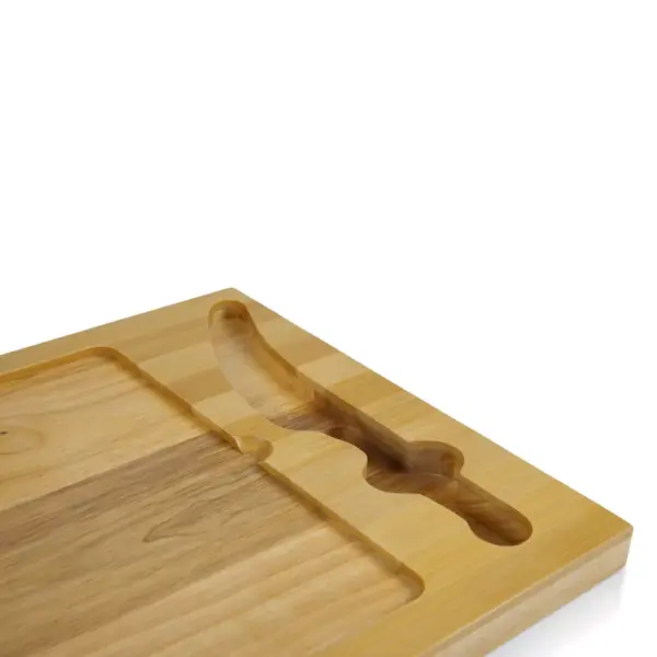 Rubberwood and Bamboo Iron Cheese Cutting Board - Picnic Time