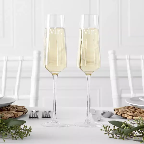 9.5oz "Mr. and Mr" Wedding Champagne Estate Glasses