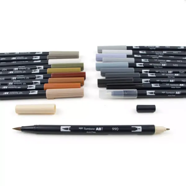 Tombow 20ct Dual Brush Pen Art Markers - Neutral Palette