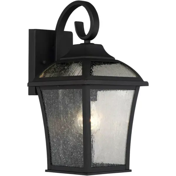 John Timberland Traditional Outdoor Wall Lights Fixture Set of 2 Carriage Style Textured Black 15" Clear Seedy Glass for House