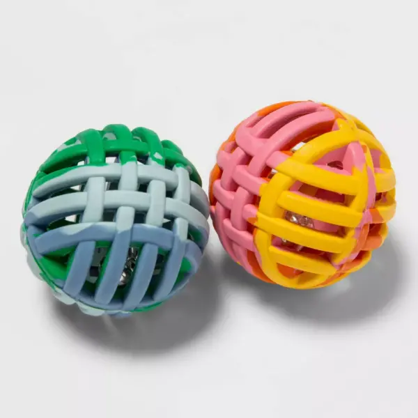 Rubber Lattice Tie Dye Cat Toy Balls - 2pk - Boots & Barkley™