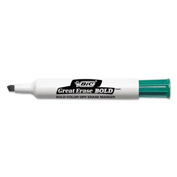 Bic Great Erase Bold Tank-Style Dry Erase Marker Chisel Tip Green Dozen DEC11GN