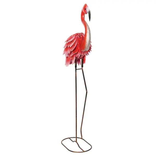 29" Wood and Metal Flamingo Statue - Exhart