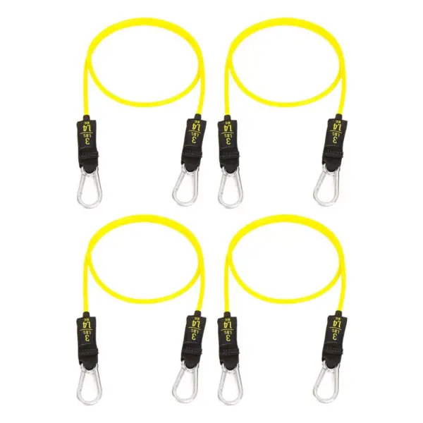 Bodylastics BLCOMP08 High Quality 3 Pound Full Body Anti Slip Resistance Clip Band Fitness Weight with Durable Patented Locks, Yellow (4 Pack)