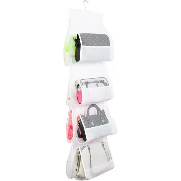 Okuna Outpost 2 Pack Hanging Purse Organizer for Closet Storage, White Mesh (48 x 13.8 in)