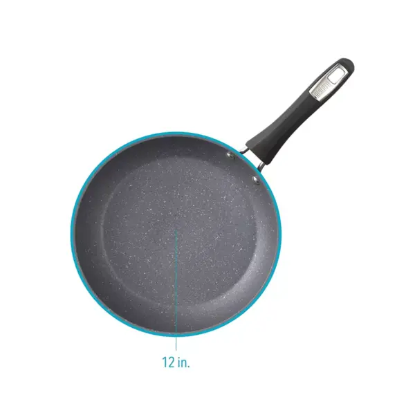 Bialetti 7552 Impact Covered Micro Divot Nonstick Heavy Gauge Aluminum Oven Safe 12 Inch Saute Fry Kitchen Pan with Silicone Handle, Gray