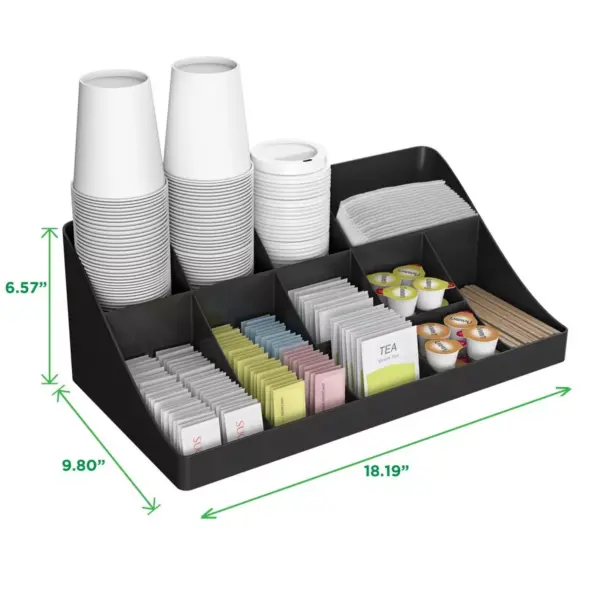 Mind Reader 11 Compartment Coffee Condiment Organizer (50 Capacity), Black