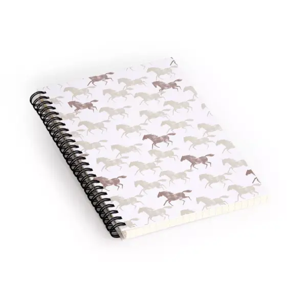 Little Arrow Design Co Wild Horses Tan Spiral Notebook - Deny Designs