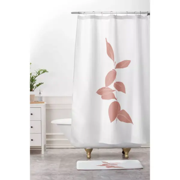 The Colour Study Plant Drawing Shower Curtain Pink - Deny Designs