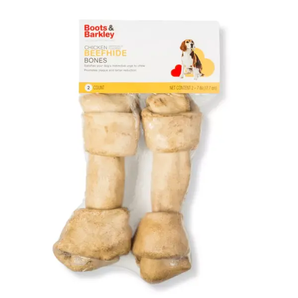 7'' Chicken Flavored Beefhide Bone Rawhide Dog Treats - 2ct - Boots & Barkley™