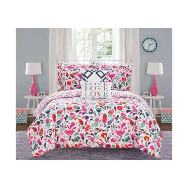 7pc Twin Audley Bed In A Bag Comforter Set Pink - Chic Home Design