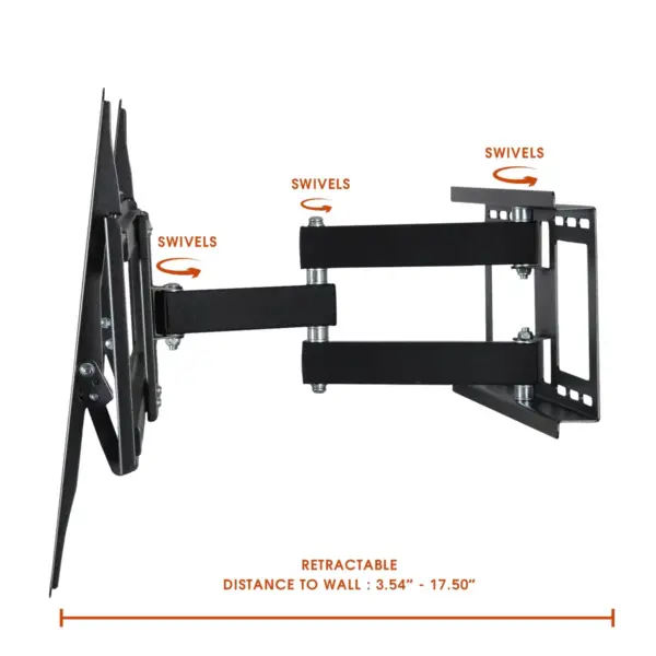 MegaMounts Full Motion Television Wall Mount with Bubble Level for 32-70 Inch Displays