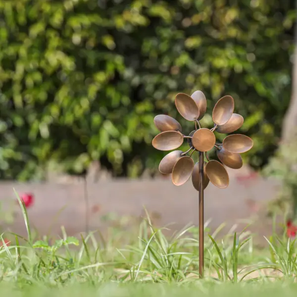 11" Iron Pot Stake With Leaves On Top Copper Brown - Smith & Hawken™