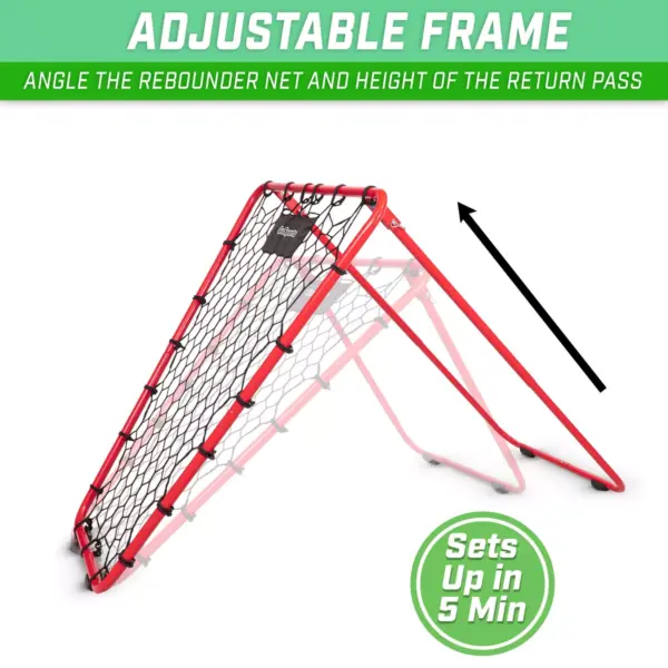 GoSports Basketball Rebounder with Adjustable Frame Indoor Outdoor Individual or Team Training Tool Folds Flat for Storage and Transport, Red