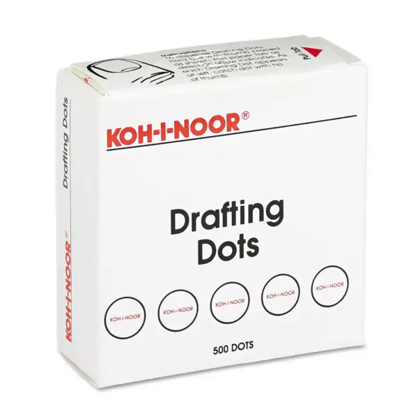 Koh-I-Noor Adhesive Drafting Dots w/Dispenser 7/8in dia White 500/Box 25900J01