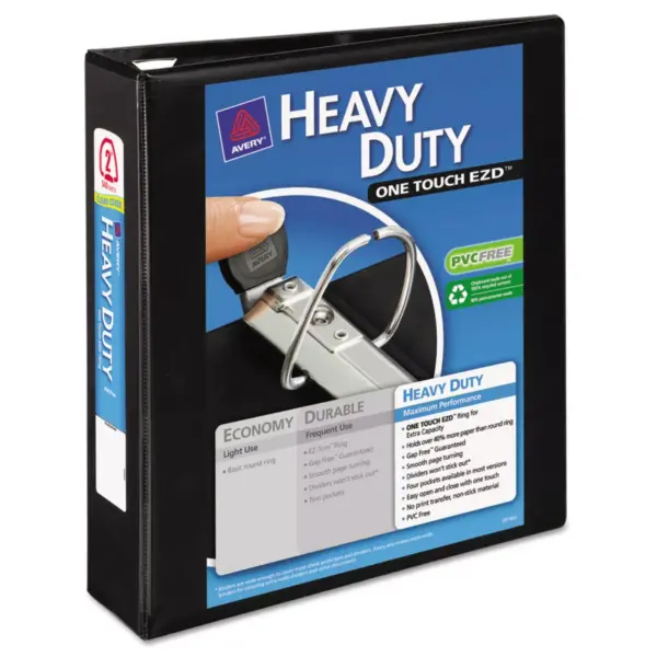 Avery Heavy-Duty View Binder w/Locking 1-Touch EZD Rings 2" Cap Black 79692