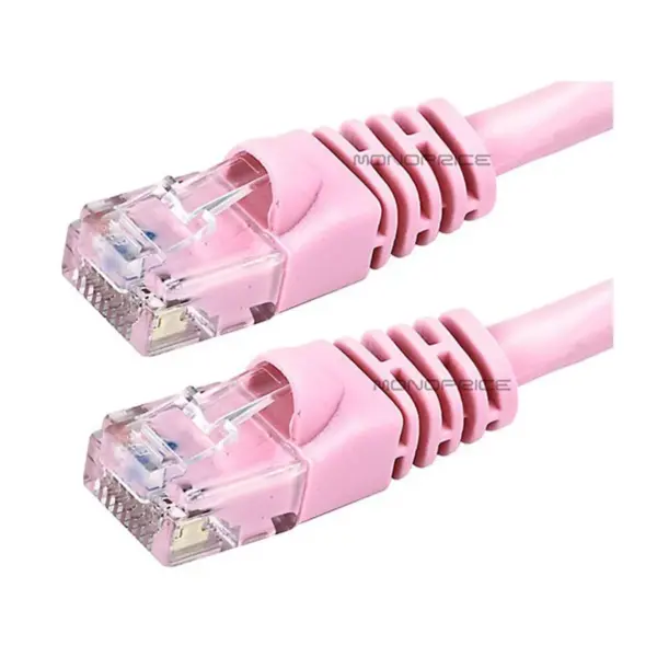 Monoprice Cat6 Ethernet Patch Cable - 0.5 Feet - Pink | Network Internet Cord - RJ45, Stranded, 550Mhz, UTP, Pure Bare Copper Wire, 24AWG