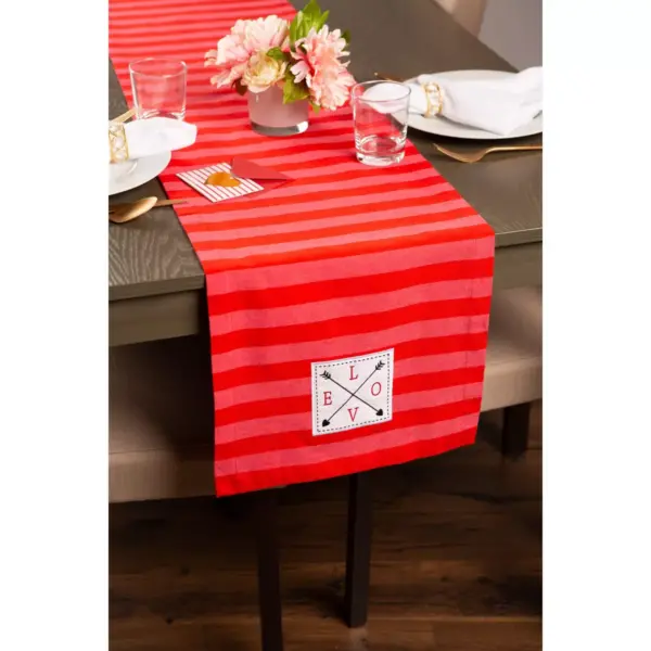 72"x14" In Love Embellished Table Runner Red - Design Imports