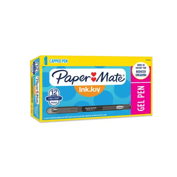 Paper Mate InkJoy Gel Stick Pen 0.5 mm Fine Black Ink Dozen 2023000