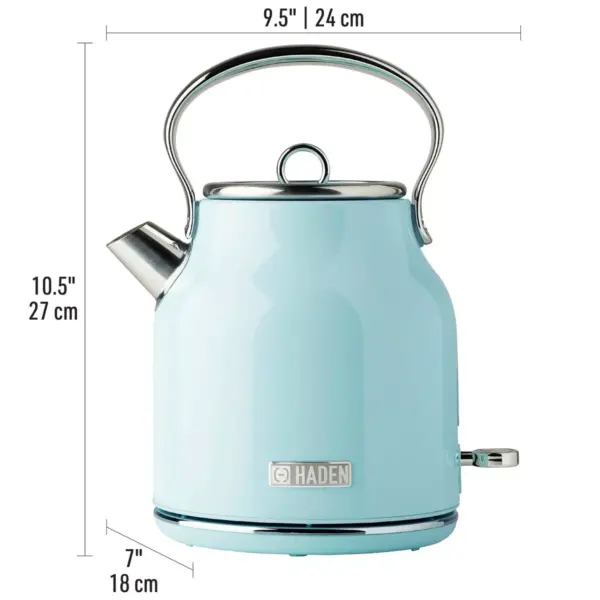 Haden Heritage 1.7L Stainless Steel Electric Kettle - Turquoise