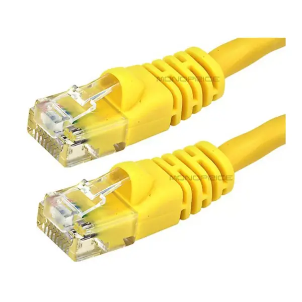 Monoprice Cat6 Ethernet Patch Cable - 5 Feet - Yellow | Network Internet Cord - RJ45, Stranded, 550Mhz, UTP, Pure Bare Copper Wire, 24AWG