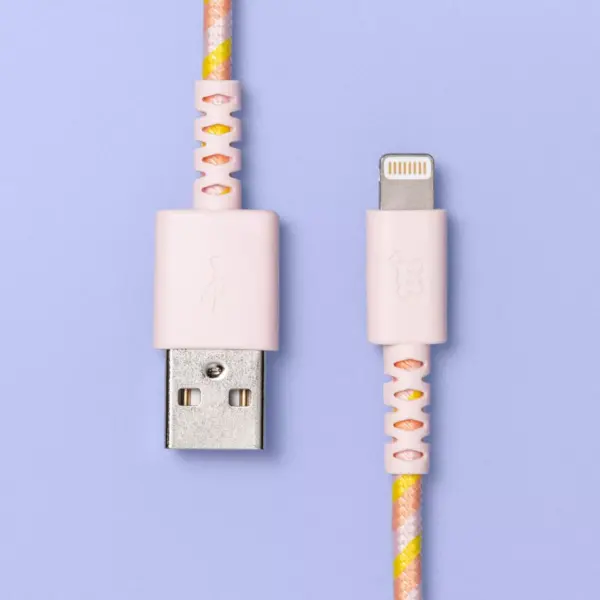 Lighting to USB-A 6' Round Braided Cable - More Than Magic™ - Pink