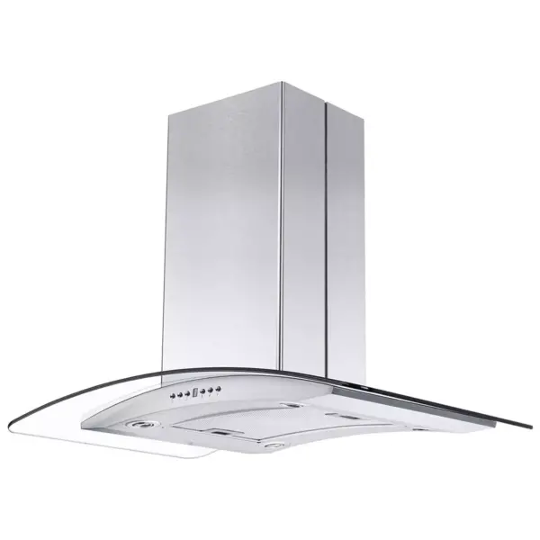 ZLINE GL14i-36 400 CFM 36 Inch Middle Island Mount Ductless Range Hood with 4 Speed Motor and LED Lights, Stainless Steel and Glass Style