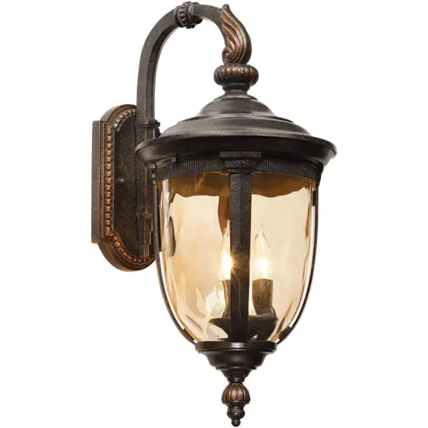 John Timberland Vintage Outdoor Wall Light Fixture Bronze Metal 20 1/2" Champagne Hammered Glass for Exterior House Porch Patio