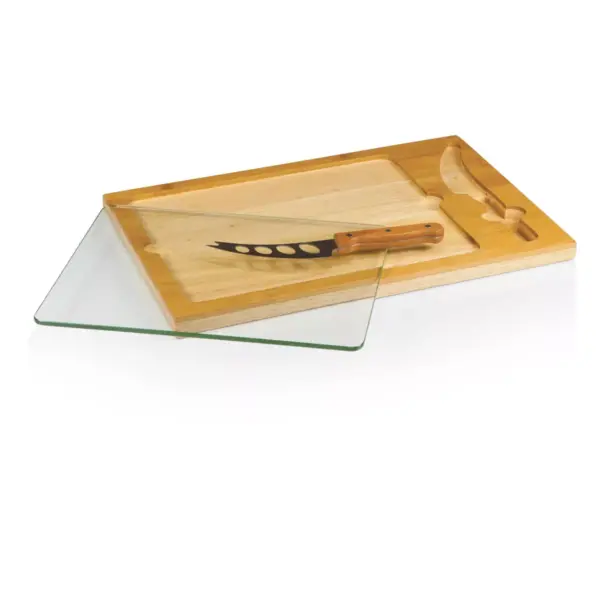 Rubberwood and Bamboo Iron Cheese Cutting Board - Picnic Time