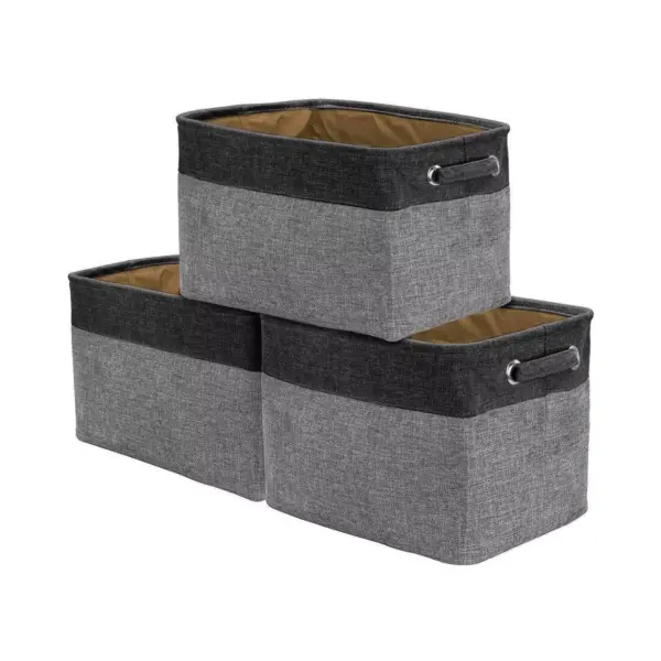 Sorbus 3pk Twill Storage Basket Set Black