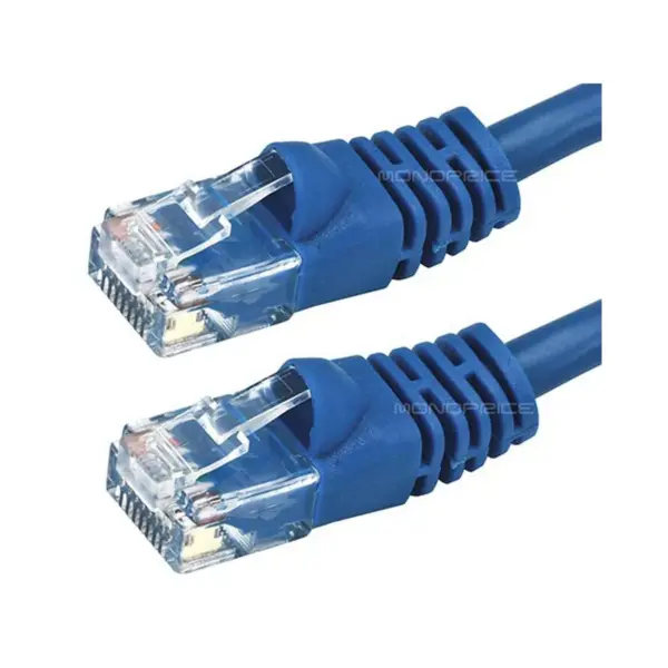 Monoprice Cat5e Ethernet Patch Cable - 2 Feet - Blue | Network Internet Cord - RJ45, Stranded, 350Mhz, UTP, Pure Bare Copper Wire, 24AWG