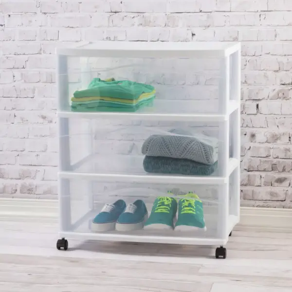 3 Drawer Wide Cart White - Room Essentials™