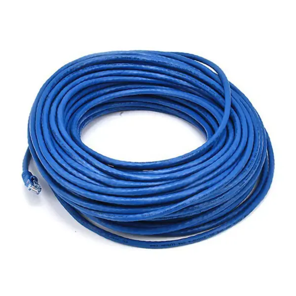 Monoprice Cat6 Ethernet Patch Cable - 100 Feet - Blue | Network Internet Cord - RJ45, Stranded, 550Mhz, UTP, Pure Bare Copper Wire, 24AWG