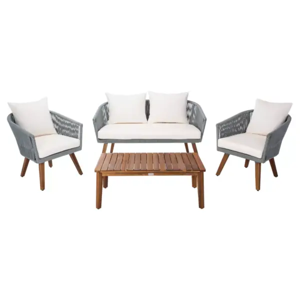 Velso 4pc Living Set - Gray/Beige/Natural - Safavieh