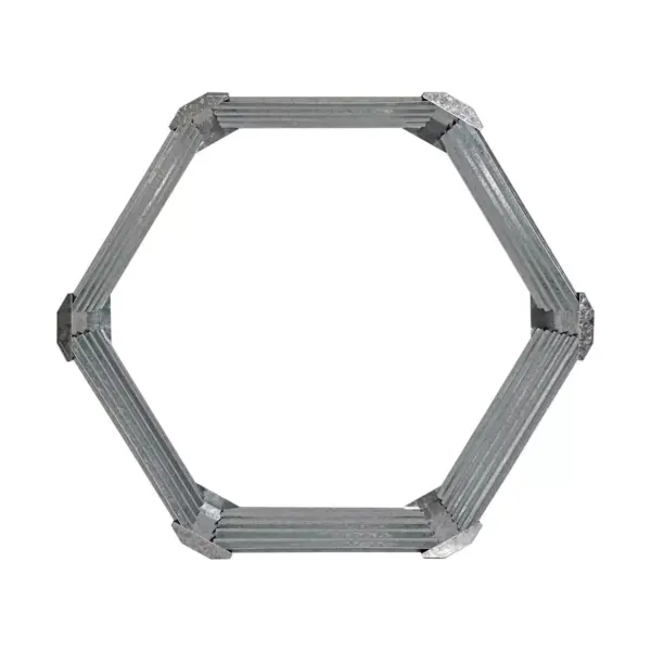 Sunnydaze Outdoor Lawn and Garden Galvanized Steel Hexagon Raised Vegetable Garden or Flower Bed Planter Kit - 22" - Silver