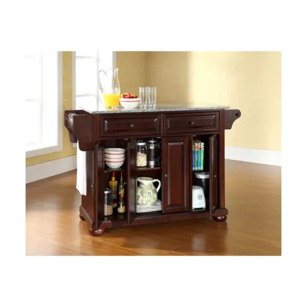 Alexandria Solid Granite Top Kitchen Island - Vintage Mahogany - Crosley