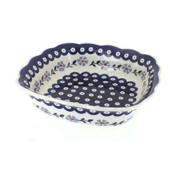 Blue Rose Polish Pottery Blue Violet Small Square Serving Dish