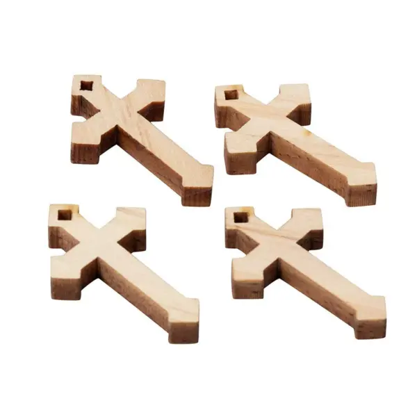 Genie Crafts 36-Pack Bulk Mini Wooden Cross Pendant Necklaces for Gifts, Arts and Crafts, 1.37 x 0.8 x 0.2 In